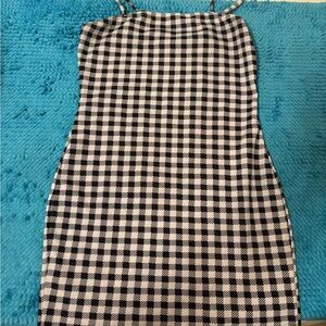 SHEIN Size M Black and White Checkerboard Dress with Spaghetti Straps